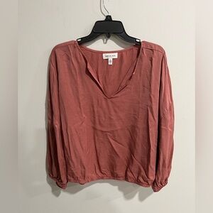 Anthropologie Cloth & Stone Becky Blouse Tencel Mauve Tunic Top